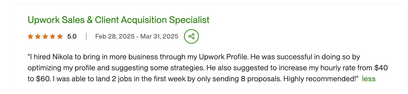 Client review 9 - 5.0 stars