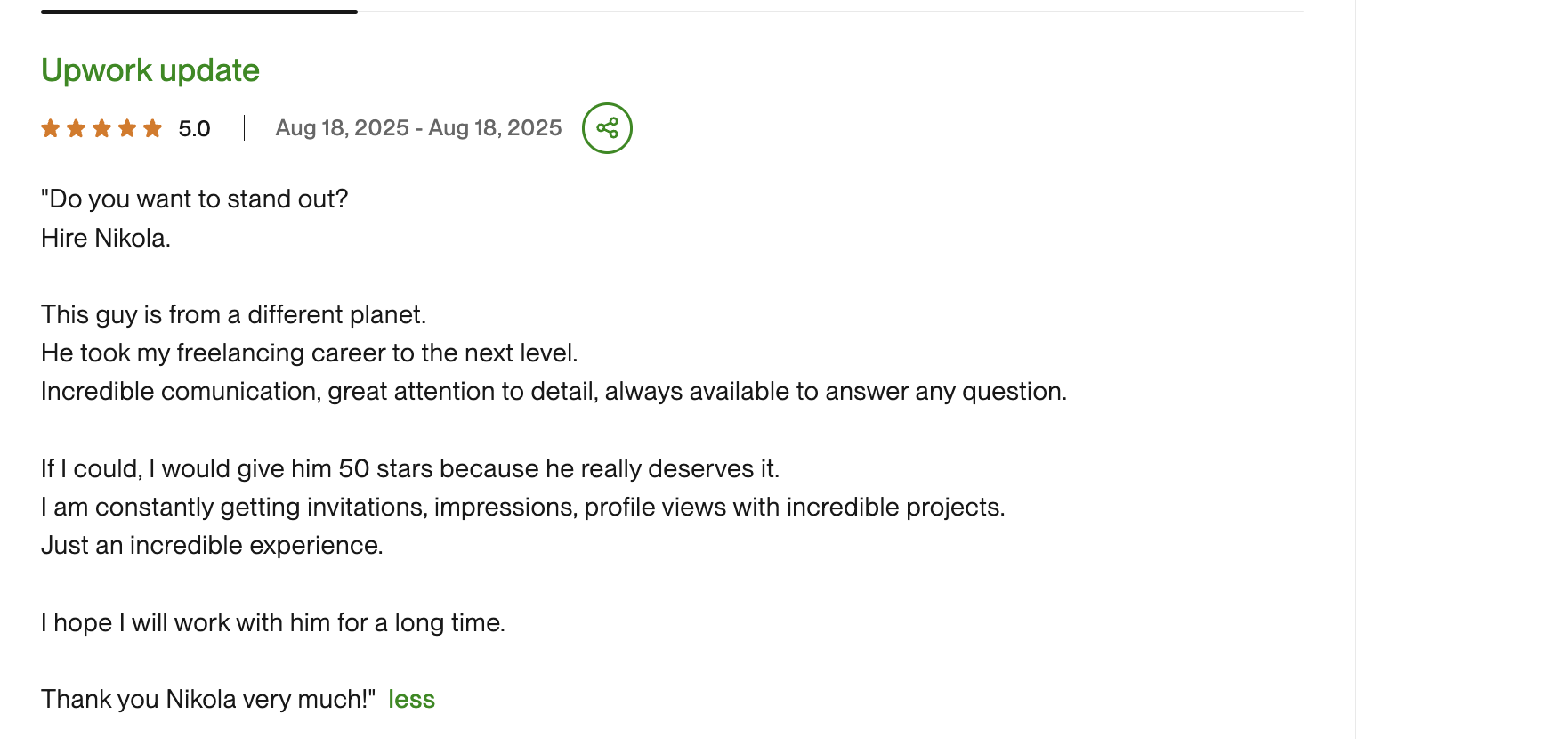 Client review 5 - 5.0 stars