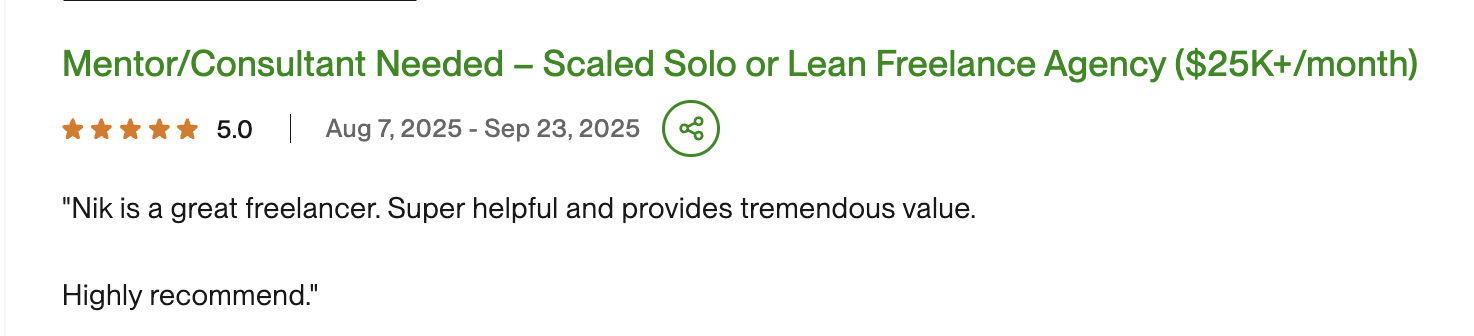 Client review 2 - 5.0 stars